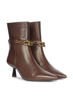 Saint G - Womens Chain Embellished Brown Leather Casual Boots