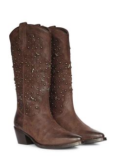 Saint G - Womens Studded Brown Leather Casual Boots