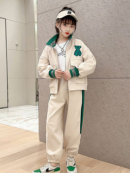 Little Surprise Box - Cream Green Teddy Jacket and Joggers (Set of 2)