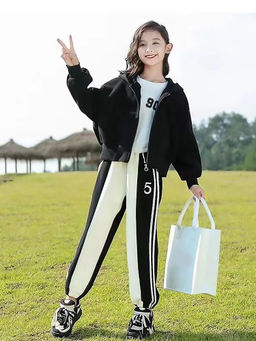 Little Surprise Box - Smiley Black & White Hoodie and Joggers (Set of 2)