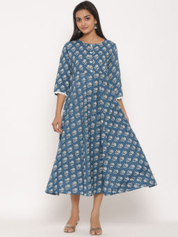 Miravan - Womens Cotton Floral Printed Anarkali Kurta