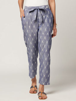 Fabindia - Cotton Ikat Tapered Cropped Pant