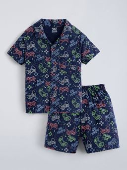 Hopscotch - Navy Blue 2-Pc Game Sinker Cotton Short Set