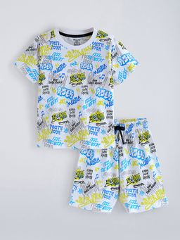 Hopscotch - White 2-Pc Cotton All-Over Print Shorts Set