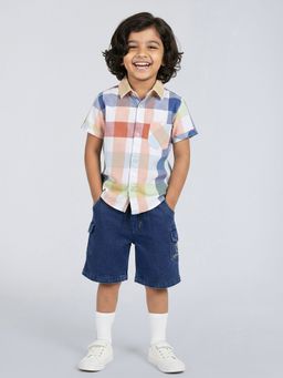 Hopscotch - Multi-Color 2-Pc Cotton Checkered Shorts Set