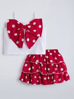 Hopscotch - Red Polka Dot Bow Applique Skirt Set
