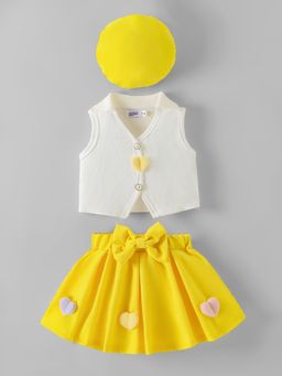 Hopscotch - Yellow 2-Pc Heart And Bow Applique Skirt Set