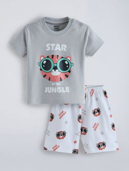 Hopscotch - Grey Tiger Jersey Cotton Short Set