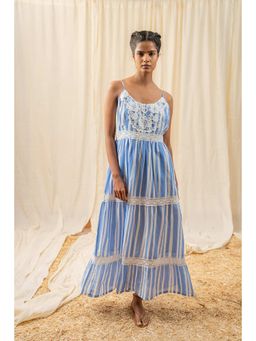 LABEL REYYA - Stripe Blue Lace Maxi