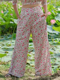 Okhai - Zinnia Zest Handblock Printed Pure Cotton Pant
