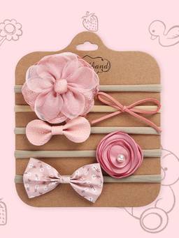 Polka Tots - Cotton Flower Headband-Pink-Pack Of 5 (12-36 Months)