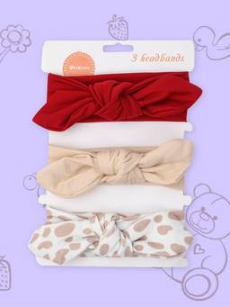 Polka Tots - Cotton Multi Designs Print Princess Headband-Multicolor-Pack Of 3 (1-2 Years)