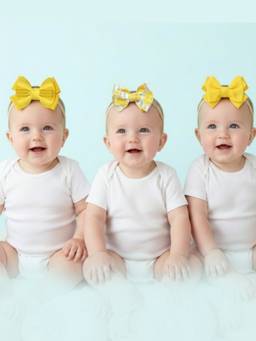 Polka Tots - Cotton Lemon Print Bow Headband-Yellow-Pack Of 3 (12-36 Months)