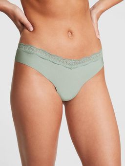 Victoria's Secret - PINK No-Show Lace-Trim Thong Panty - Green