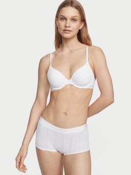 Victoria's Secret - White Cotton Logo Waist Pointelle Shortie Panty