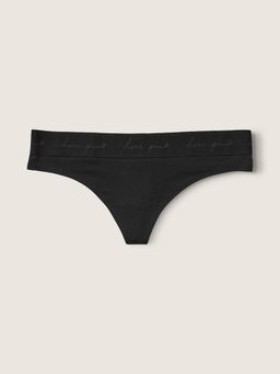 Victoria's Secret - PINK Logo Thong Panty - Black
