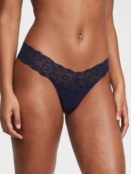 Victoria's Secret - Blue Lace-Waist Cotton Thong Panty