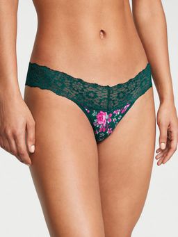 Victoria's Secret - Green Lace-Waist Cotton Thong Panty