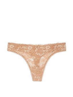Victoria's Secret - Beige Body By Victoria Lace-Front Thong Panty