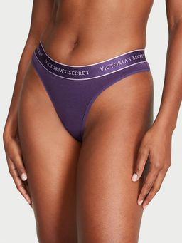 Victoria's Secret - Purple Logo Cotton Thong Panty
