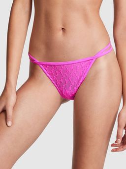 Victoria's Secret - PINK Flocked Mesh Thong Panty - Pink