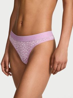 Victoria's Secret - Purple Logo Cotton Thong Panty