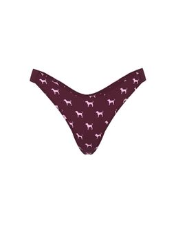 Victoria's Secret - PINK Logo Cotton Shine High-Leg Thong Panty - Wine