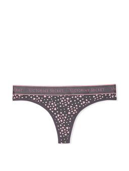 Victoria's Secret - Taupe Cotton Logo Cotton Thong Panty