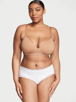 Victoria's Secret - White The Lacie Lace-Waist Cotton Cheeky Panty (XS)