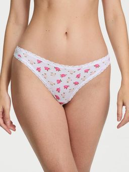 Victoria's Secret - White The Lacie Stretch Cotton Lace-Waist Thong Panty