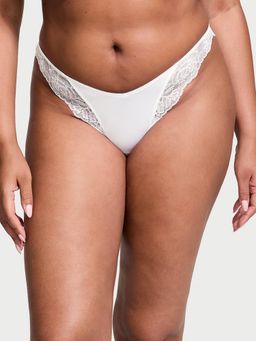 Victoria's Secret - White Very Sexy Rose Lace-Trim High-Leg Thong Panty