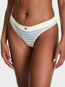 Victoria's Secret - Multi-Color Cotton Rib Logo Hardware Thong Panty (XS)