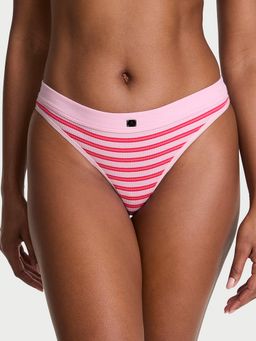 Victoria's Secret - Pink Cotton Rib Logo Hardware Thong Panty