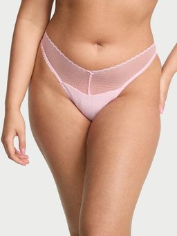 Victoria's Secret - Pink Lace Pointelle High-Leg Scoop Thong Panty