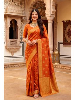 Elora - Red Soft Banarasi Silk Woven Designer Saree with Unstitched Blouse