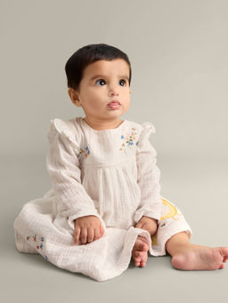 My Milestones - White Embroidered Top and Pant with Hairband