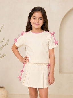 My Milestones - Cotton Rosette Looper Co-Ord Set - Beige