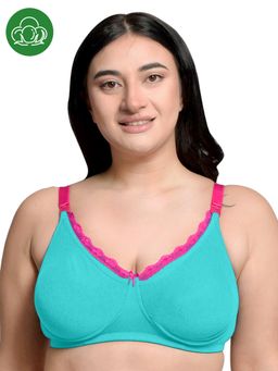 Inner Sense - Blue Plus Size Full Coverage Non Padded Lace Nursing Bra