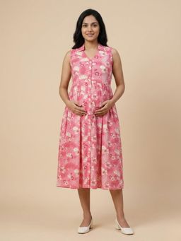 The Mom Store - Blush Blossom Maternity and Nursing Sleeveless Dress