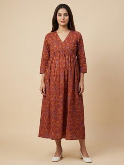 The Mom Store - Terracotta Garden Maternity and Nursing Dress
