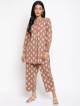 Fabindia - Brown Cotton Printed Pant (Set of 2)