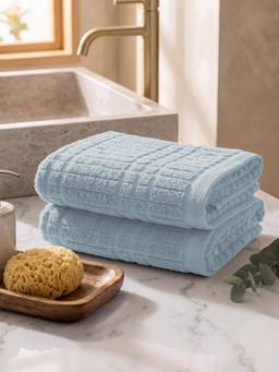 MYTRIDENT - Fast Dry FABO Cotton Hand Towel, 400 GSM, Super Absorbent, Clear Water (Pack of 2)