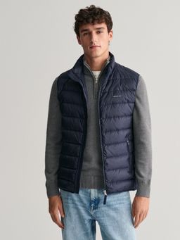 GANT - Men Navy Blue Solid High Neck Sleeveless Puffer Jacket