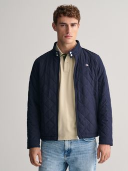 GANT - Men Navy Blue Solid High Neck Full Sleeves Quilted Jacket