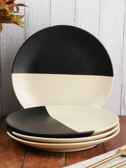 Miah Decor - Handcrafted The Raat-Din Collection- Stoneware Dinner Plates (10 inch Dia)-Set of 4