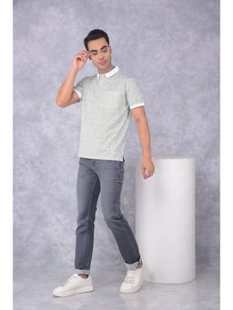 CRIMSOUNE CLUB - Men Green Floral Print Polo T-Shirt