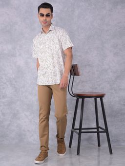 CRIMSOUNE CLUB - Mens Khaki Stretchable Cotton Jeans