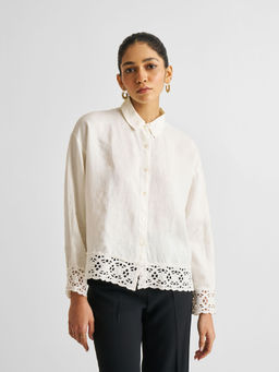 Reistor - Button-Down with Lace Shirt In Off-White