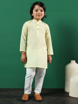 Readiprint - Boys Straight Style Cotton Yellow Kurta and Pyjama (Set of 2)