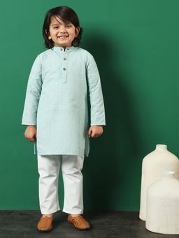 Readiprint - Boys Straight Style Cotton Sea Green Kurta and Pyjama (Set of 2)
